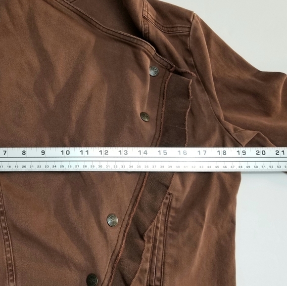 American Rag Brown Asymmetrical Convertible Front Drape Raw Edge Jacket, Medium - Picture 12 of 14